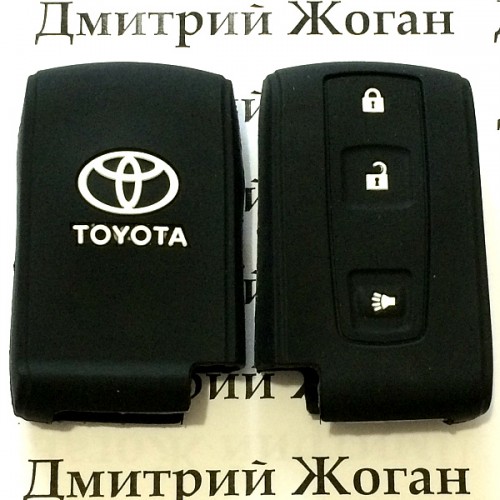 Чехол (черный, силиконовый) для смарт ключа Toyota (Тойота) 3 кнопки