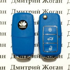 Корпус выкидного ключа Daewoo Leganza, Matiz, Lanos (Дэу Ланос, Леганза, Матиз) 3 - кнопки (синий)
