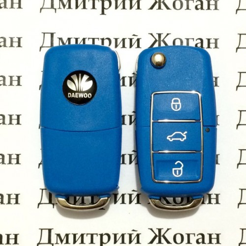 Корпус выкидного ключа Daewoo Leganza, Matiz, Lanos (Дэу Ланос, Леганза, Матиз) 3 - кнопки (синий)