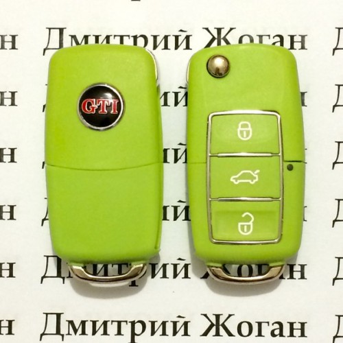 Корпус выкидного автоключа для VOLKSWAGEN Golf GTI (Фольксваген) 3 - кнопки,лезвие HU66,HU49