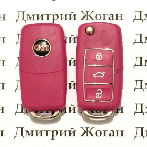 Корпус выкидного автоключа для VOLKSWAGEN Golf GTI (Фольксваген) 3 - кнопки,лезвие HU66,HU49