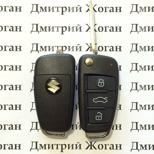 Выкидной ключ для Suzuki Swift, SX4, Grand Vitara, Liana (Сузуки) 3 кнопки, чип и частота на выбор