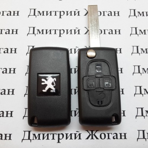   Корпус выкидного ключа для PEUGEOT (Пежо) 807, 4 - кнопки
