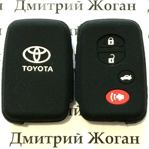 Чехол (черный, силиконовый) для смарт ключа Toyota (Тойота) 4 кнопки