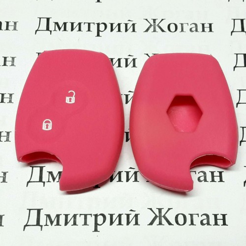 Чехол (розовый, силиконовый) для авто ключа RENAULT (Рено) 2 кнопки