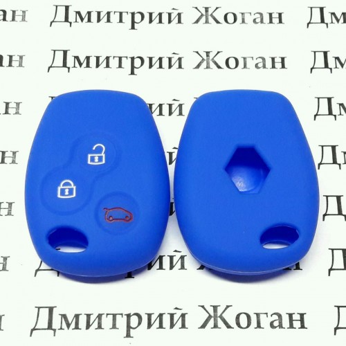 Чехол (синий, силиконовый) для авто ключа RENAULT (Рено) 2 кнопки