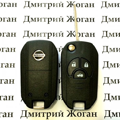 Корпус выкидного автоключа для Nissan (Ниссан) 3 - кнопки. Лезвие на выбор