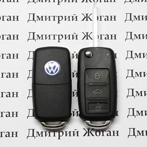 Корпус выкидного авто ключа Volkswagen Touareg (Фольксваген Туарег) - 3 кнопки, лезвие HU66