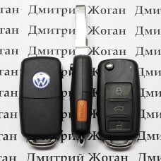 Корпус выкидного авто ключа Volkswagen Touareg (Фольксваген Туарег) - 3  + 1 кнопка, лезвие HU66